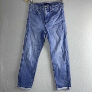 High Rise Ankle Crop Jeans Light Wash Denim‎ Casual Everyday Style